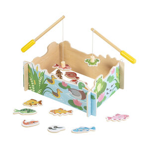 Jeu de pêche aimanté en bois avec 18 pièces 
