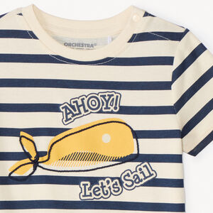 T-shirt manches courtes marinière print baleine pour bébé garçon 