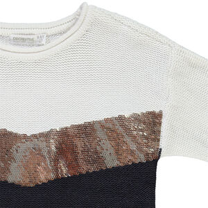 Pull en tricot effet color block avec sequins pour fille 