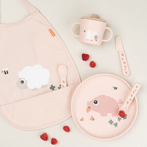 Assiette en silicone foodie Tiny Farm rose 