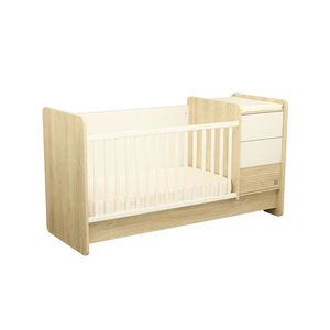 Lit combiné évolutif 70 x 140 cm + commode à langer Paloma aspect chêne sépia/blanc 