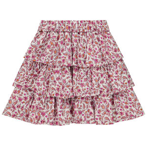Jupe volantée imprimé floral avec lurex fille 