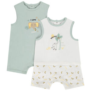 Lot de 2 combishorts fantaisie motifs éléphant pour bébé garçon 