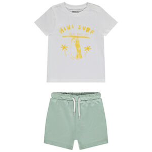 Ensemble t-shirt fantaisie + short uni pour bébé garçon 