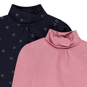 Lot de 2 sous-pulls imprimés cœurs fille 