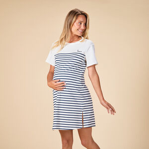 Chemise de nuit et d'allaitement + body esprit marinière 