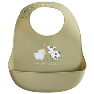 Bavoir en silicone avec poche La Vie à la Ferme 