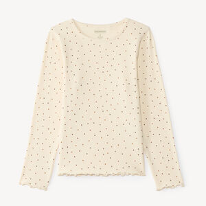 T-shirt manches longues côtelé fille imprimé fantaisie 