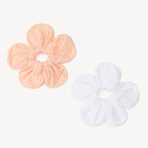Lot de 2 chouchous fleurs en broderie anglaise pour fille 