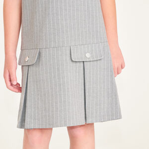 Robe fille sans manches plissée à rayures 