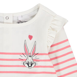 T-shirt manches longues en jersey esprit marinière avec print et broderie Bugs Bunny pour bébé fille 