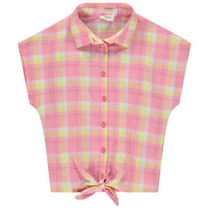 Chemise manches courtes à carreaux à nouer pour fille 