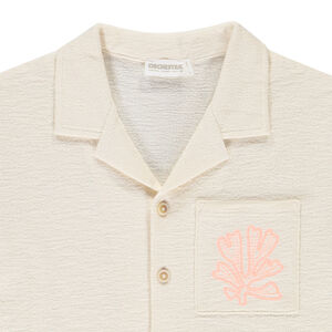 Chemise manches courtes uni avec broderie garçon 