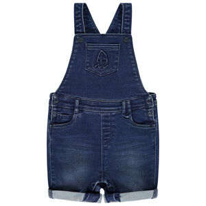 Salopette courte uni en denim avec embossage voilier 
