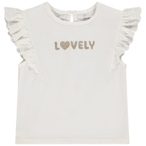 T-shirt manches courtes volantées en jersey avec print glitter pour bébé fille 