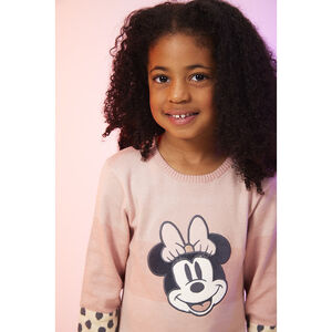Robe manches longues en tricot patch brodé Minnie Disney pour fille 
