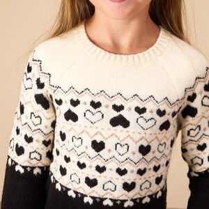 Robe en tricot jacquard avec lurex motif cœurs pour fille 