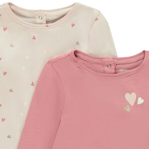 Lot de 2 t-shirts manches longues fantaisie pour bébé fille 