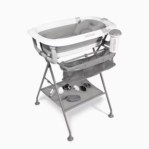 Kit de bain avec baignoire et support pliable - Gris 