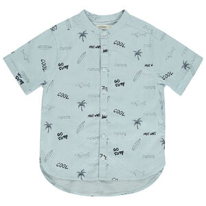Chemise manches courtes rayée et imprimé fantaisie pour garçon 