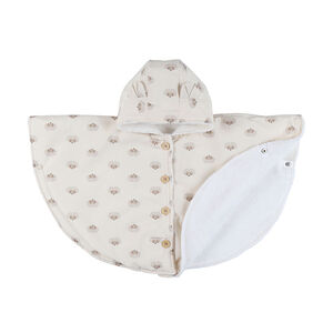 Poncho ludique déperlant imprimé hérissons rose clair 