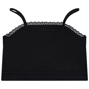 Crop top côtelé à bretelles fines et dentelle pour fille 