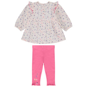 Ensemble tunique en double gaze de coton + caleçon pour bébé fille 