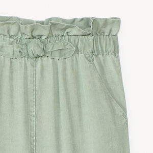 Pantalon large coupe paper bag avec nœud fille 