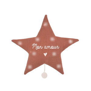Veilleuse musicale étoile "Mon amour" - Vieux rose 