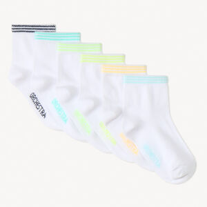 Lot de 6 chaussettes blanches unies avec détails colorés pour bébé garçon 