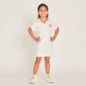 Robe polo col évasé à rayures pour fille 