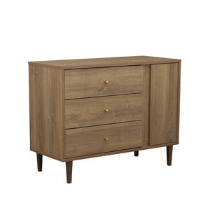 Commode à 3 tiroirs et 1 porte Mokka aspect chêne mokka 