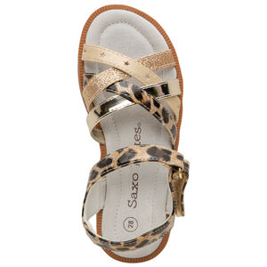 Sandales à brides léopard et paillettes dorées pour fille 