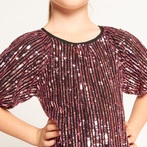 Robe de fête en sequins rose pour fille  
