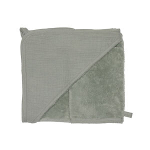 Set cape de bain + gant de toilette - Vert de gris 