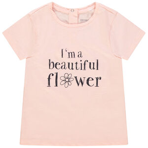 T-shirt manches courtes en coton à message pour bébé fille 