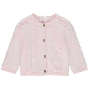 Gilet manches longues uni en tricot doublé pour bébé fille  