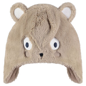Bonnet en sherpa forme ourson avec doublure en sherpa 