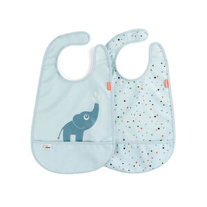 Lot de 2 bavoirs avec velcro - Elphée bleu 