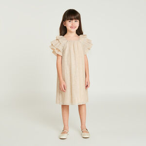 Robe à manches courtes papillon pailletées pour fille 
