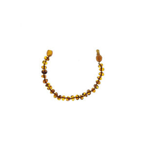 Bracelet d'ambre pour bébé à clip cognac 