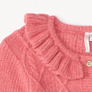 Gilet en tricot torsadé et collerette pour bébé fille 