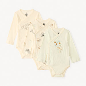 Lot de 3 bodies manches longues Tom & Jerry Warner pour bébé garçon avec ouvertures différentes selon l'âge 