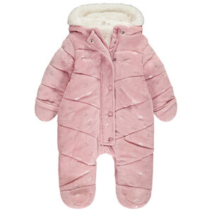 Combi-pilote imprimé cœurs iridescents pour bébé fille avec finitions différentes selon l'âge 