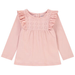 T-shirt manches longues à broderie anglaise en coton pour bébé fille 