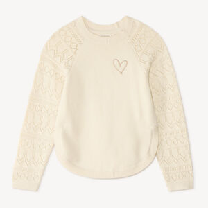 Pull tricot fille manches longues fantaisie 