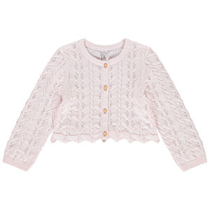Gilet court en tricot ajouré pour bébé fille 