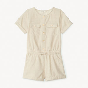 Combinaison courte en toile unie pour fille 