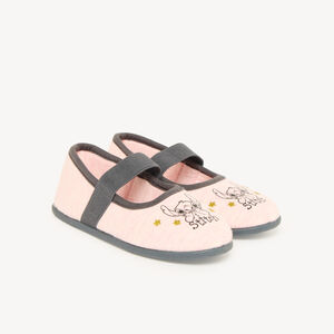 Chaussons babies rose chiné avec élastique et Stitch Disney pour fille 