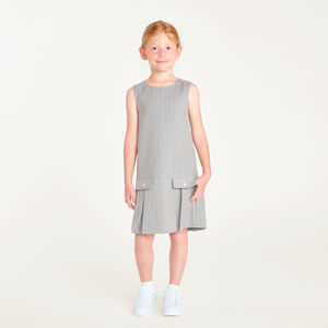 Robe fille sans manches plissée à rayures 